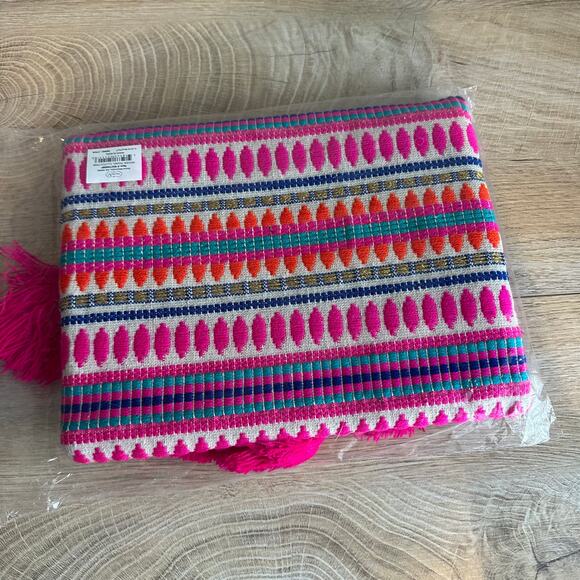 Mud Pie Woven Tassel Pink Clutch Purse NEW - Picture 5 of 10